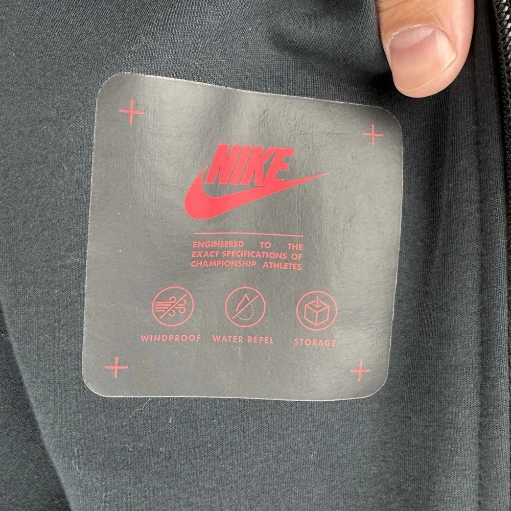 NIKE TECH FLEECE Black Long Water-repellent Wind‎ Proof JACKET 884429 Medium - Picture 4 of 12